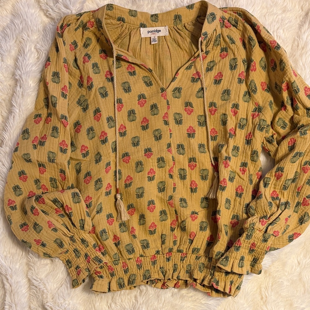 Pontidge Women's Mustard Floral Blouse